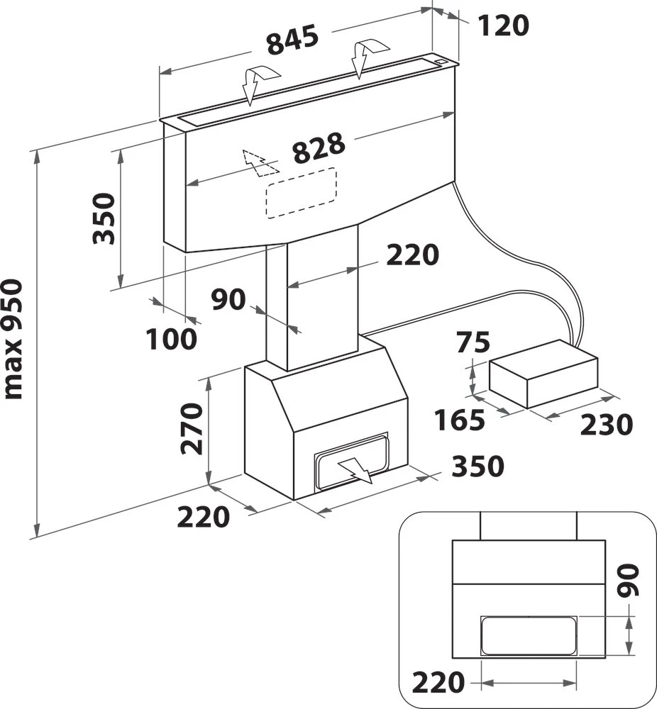 Į stalviršį montuojamas gartraukis Whirlpool WDO 93F B K