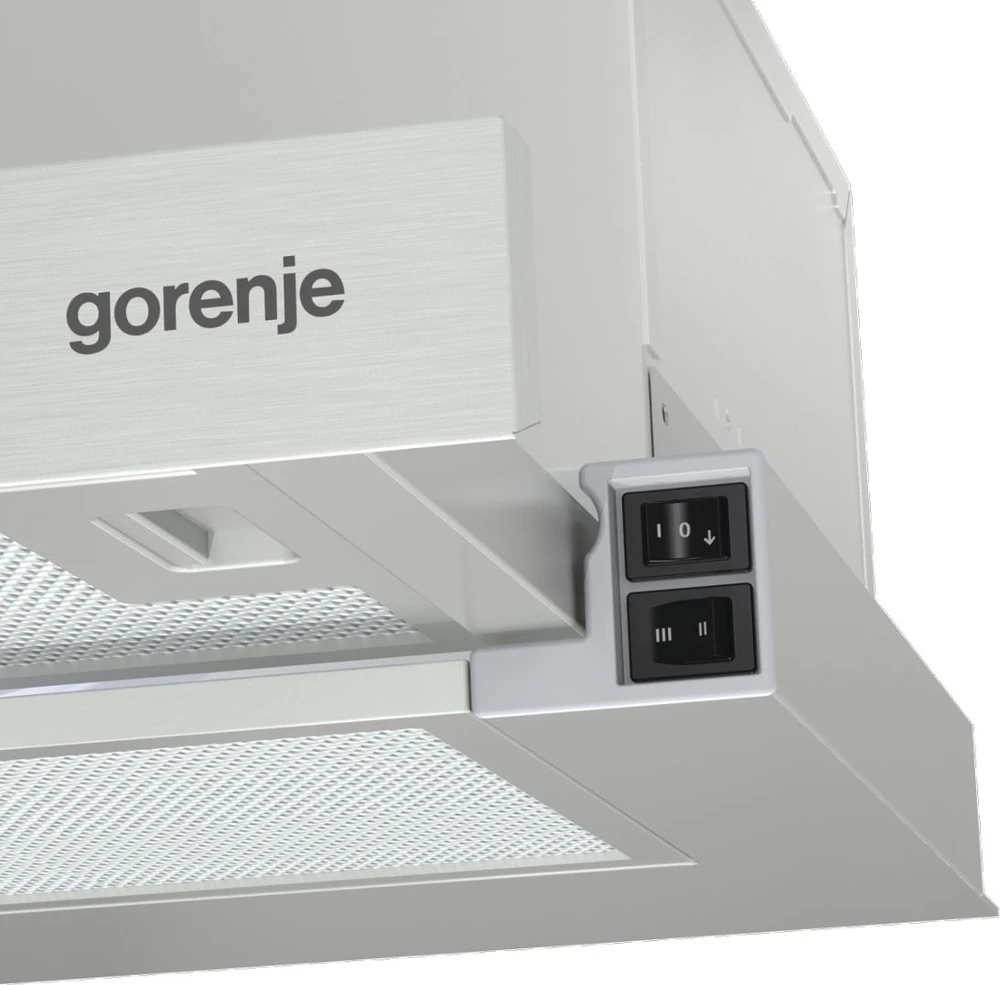 Gartraukis Gorenje | Gaubtas | TH60E3X | Teleskopinis | C energijos vartojimo efektyvumo klasė | Plotis 60 cm | 350 m³/h | Mechaninis valdymas | LED | Inox