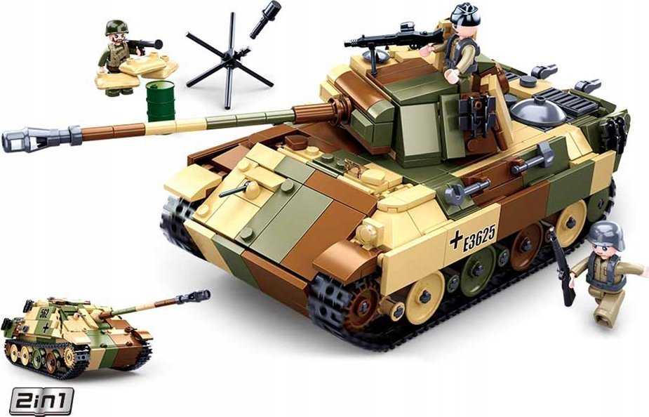 Vokietijos Panther Tank 725 El Modelis 2in1 Sluban Blocks Army Military B0859