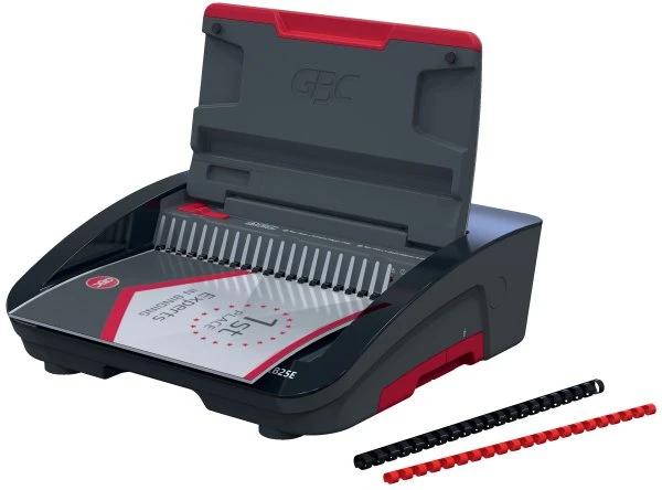 GBC CombBind® CB25E elektrinis įrišimo aparatas, Šukinis įrišimo aparatas, Elektrinis, 390 lapų, Juoda, Raudona