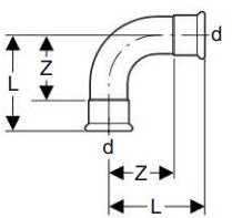 Geberit Kolana 90° Mapress nerūdijantis plienas 15mm (30102)