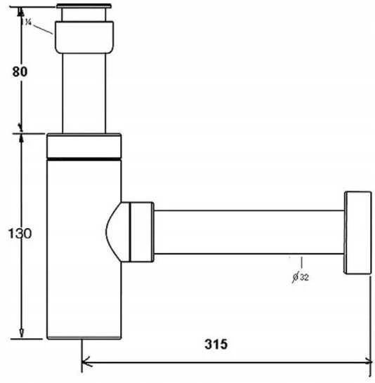 Geberit praustuvo sifonas POLSYFON BUT. 11/4X32MM Juodas MAT MISINGAS