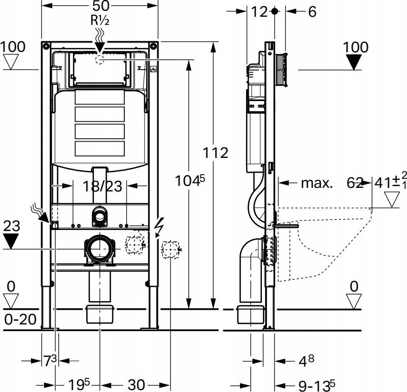 Geberit Sigma20 wc mygtukas. matinis juodas
