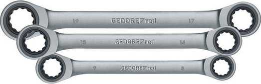 Gedore Raudonas dvigubo žiedo reketinių raktų rinkinys 6 vienetai - SW8-19mm 3300898