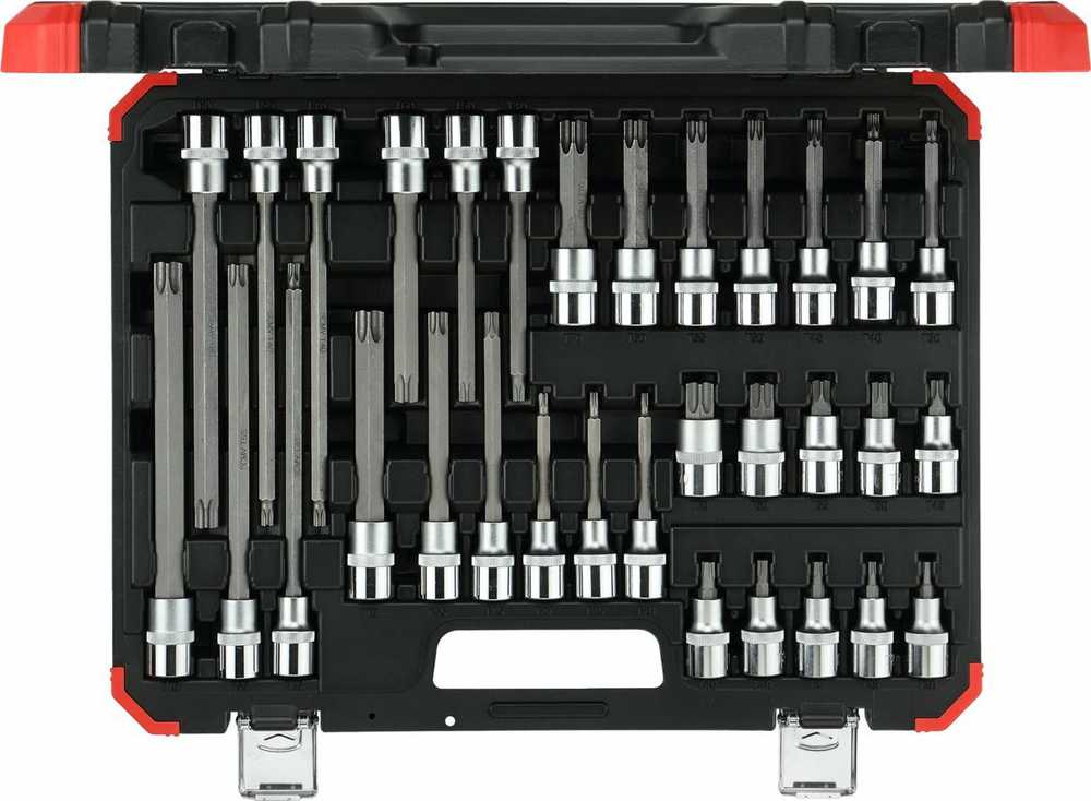 GEDORE Raudona screwdriver socket set, 1/2 (juodas/red, 32 pieces, TORX, in case) 3301577