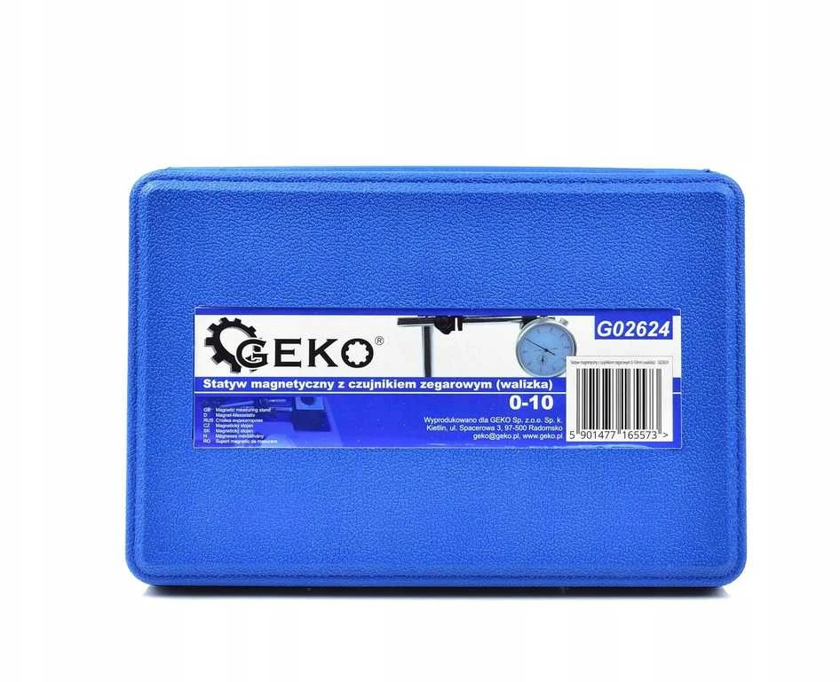 Geko Laikrodinis indikatorius 10/0,01 mm ant magnetinio stovo (dėklas) (10)