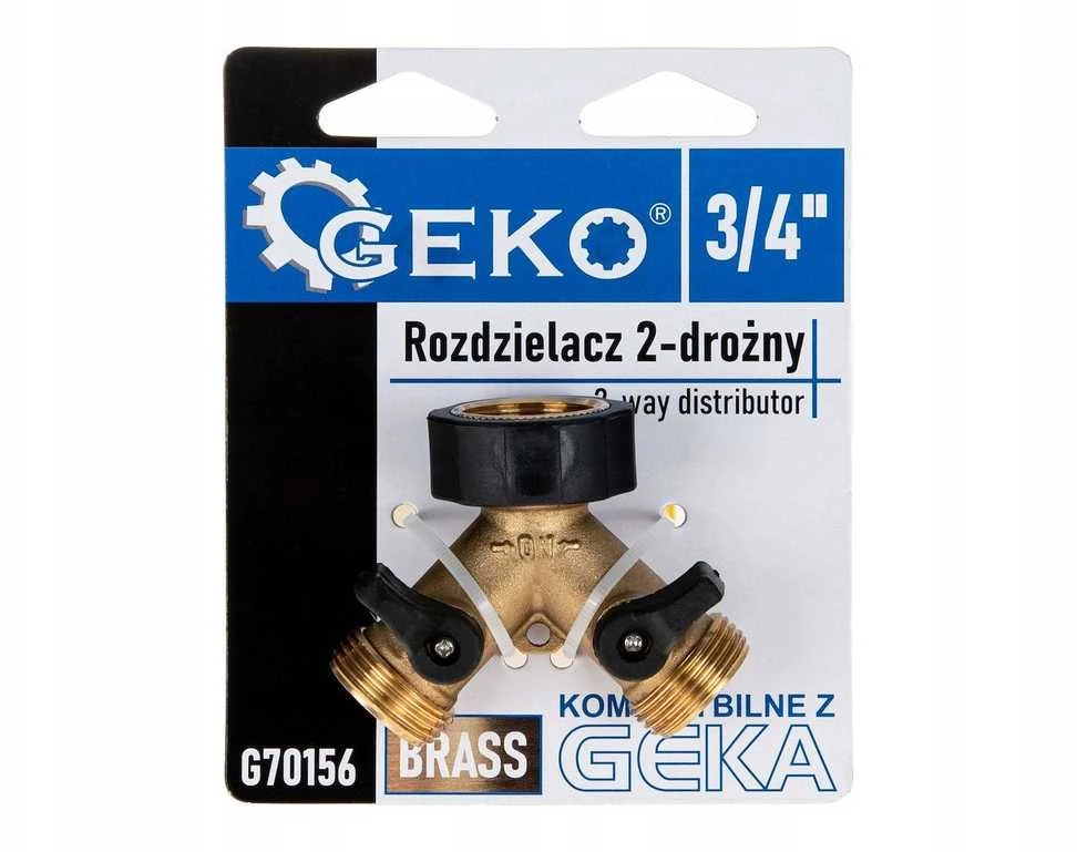 Geko Skirstytuvas 2 krypčių čiaupui GW3/4'' x 2 GZ3/4'' su rutuliniais vožtuvais (10/60)