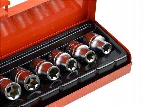 Geko 9el.kpl.nasadek torx E10-24,1/2''GEKO,dėklas(20)