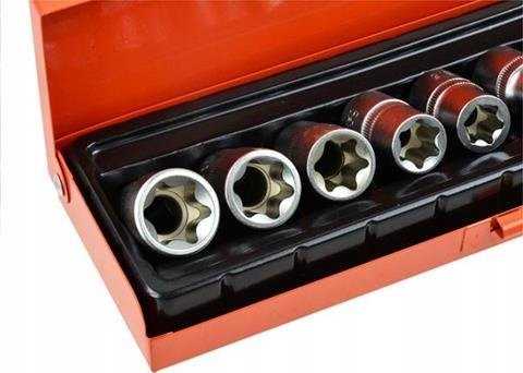 Geko 9el.kpl.nasadek torx E10-24,1/2''GEKO,dėklas(20)