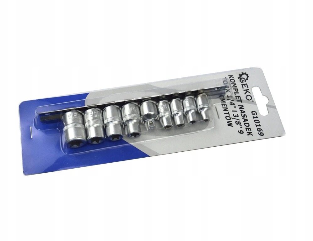 Geko 9el.kpl.nasadek torx E5-16,1/4&3/8''GEKO (50)