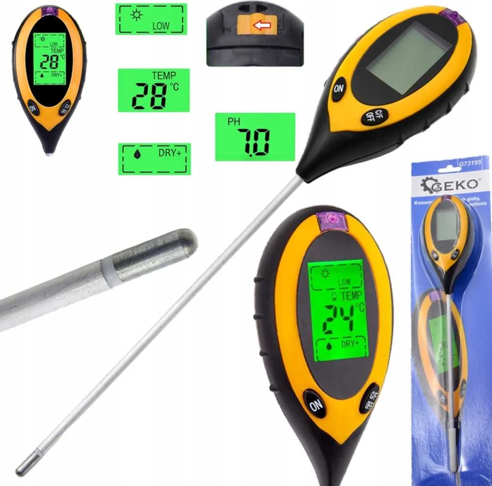 Geko acidometras - dirvožemio pH, temperatūros ir šviesos matuoklis (35)