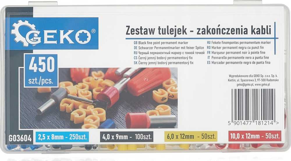 Geko Antgalių rinkinys - kabelių galai 450 vnt. (100)