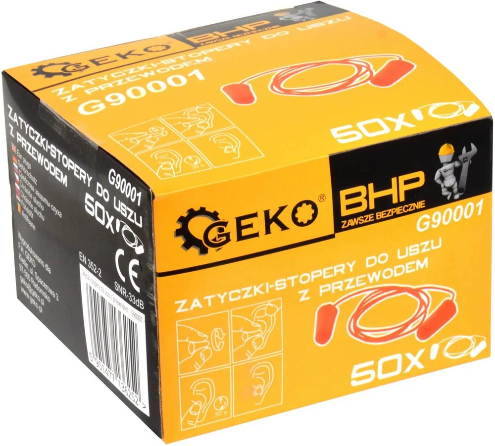 Ausų kištukai 2 vnt. su virvute GEKO G90001