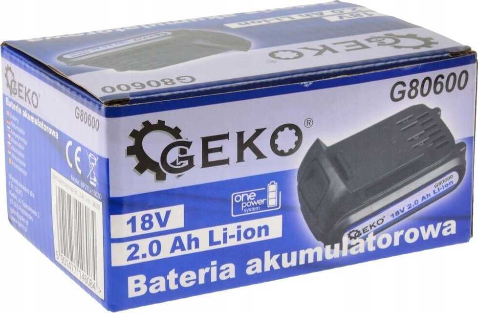 Akumuliatorius Geko G80600; 18 V; 2,0 Ah; Li-Ion