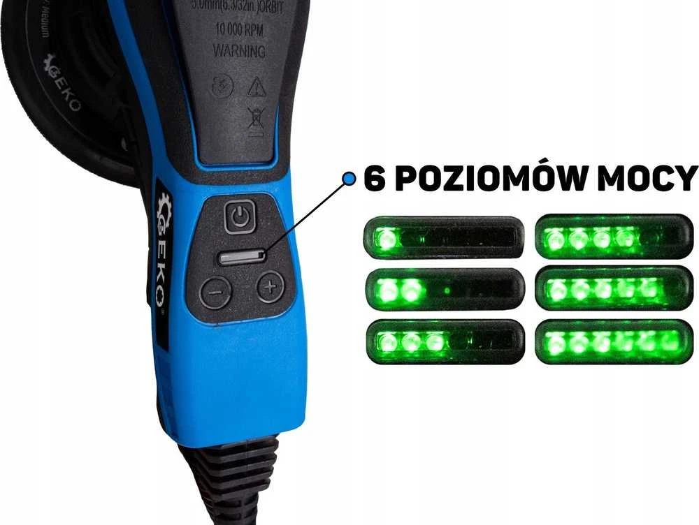 Geko bešepetis atsitiktinis orbitinis šlifuoklis 150 mm 350 W su greičio reguliatoriumi (6)