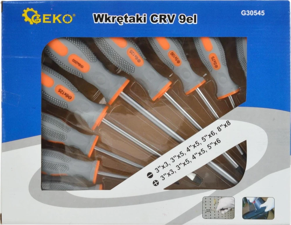 Geko CRV atsuktuvai 9 vnt. GEKO (pilkai oranžinė) (20)