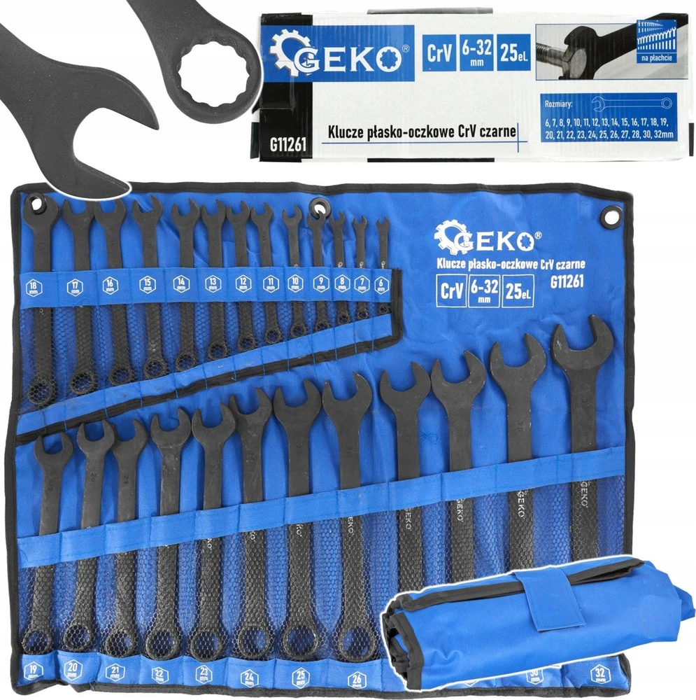 Geko CRV atviri veržliarakčiai - juodi 6-32 mm 25 vnt. (4)