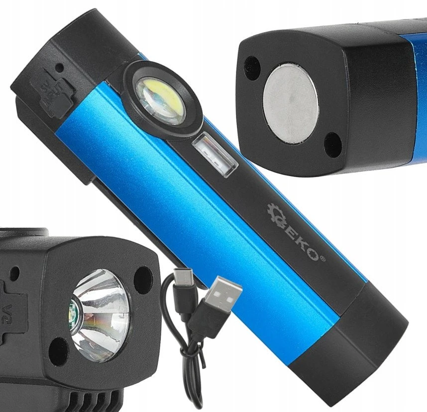 Geko žibintuvėlis daugiafunkcis žibintuvėlis su magnetu + UV LED COB 5W 2000mAh 300lm IP54 – Vitrina (12/96)