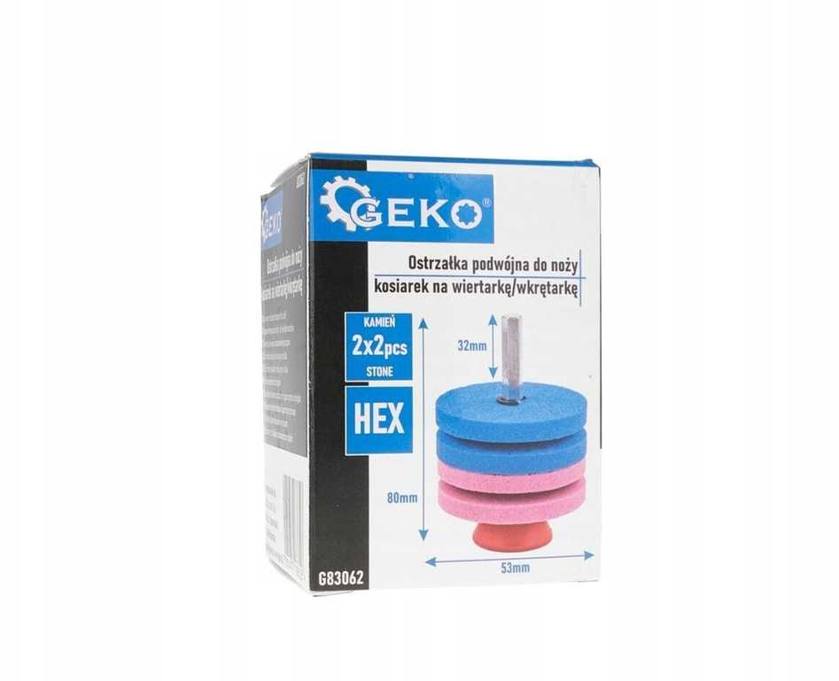 Geko Dviguba aštrinimo priemonė vejapjovių peiliams, skirta gręžtuvui/suktuvui 2x53mm HEX (100)