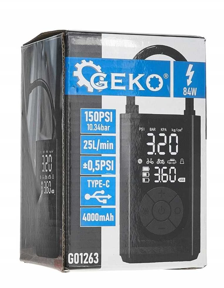 kompresorius automobilinis Geko kompresorius rowerowy/automobilinis 4000mAh 84W (30)