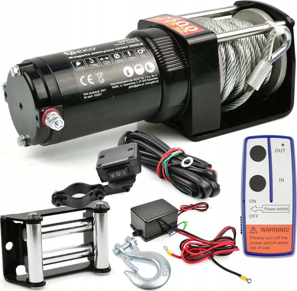 Geko elektrinė gervė 12 V, 2500 svarų (2)
