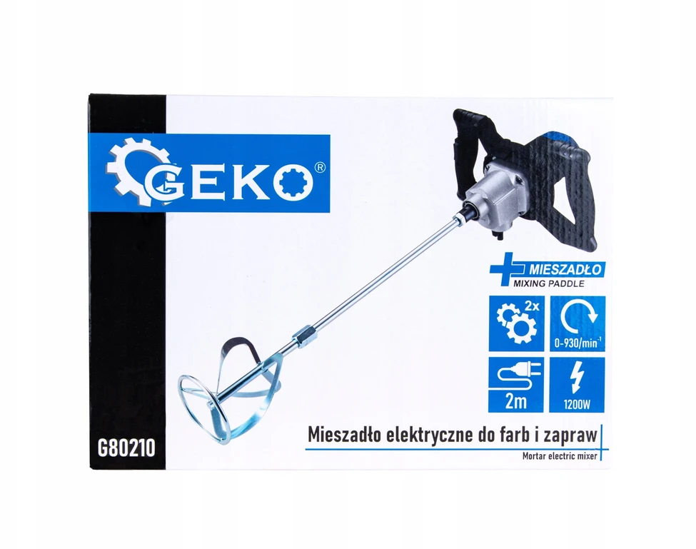 Geko Elektrinis dažų ir skiedinio maišytuvas 1200 W, 2 greičiai, su papildomu maišytuvu (4)