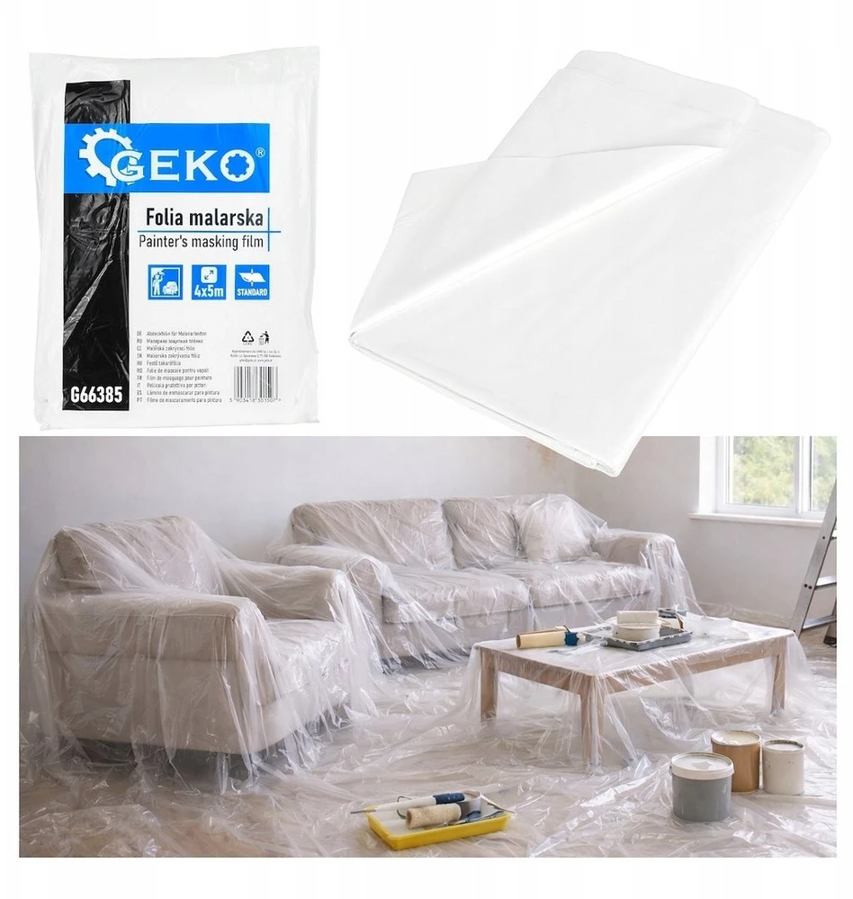 Dažymo plėvelė Geko Dažymo plėvelė 4x5m /standartinė (100)
