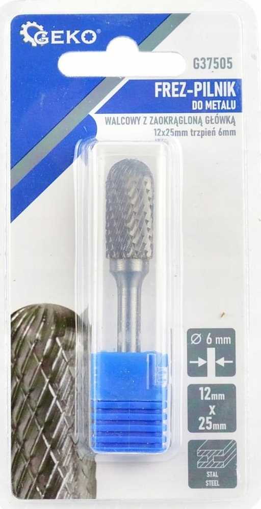 Geko frezavimo dildė metalui 12x25mm kotas 6mm (cilindrinė su apvalia galvute) (200/300)