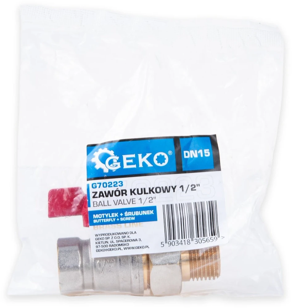 Geko Rutulinis vožtuvas 1/2'' DN15 peteliškė droselis jungtis G70223