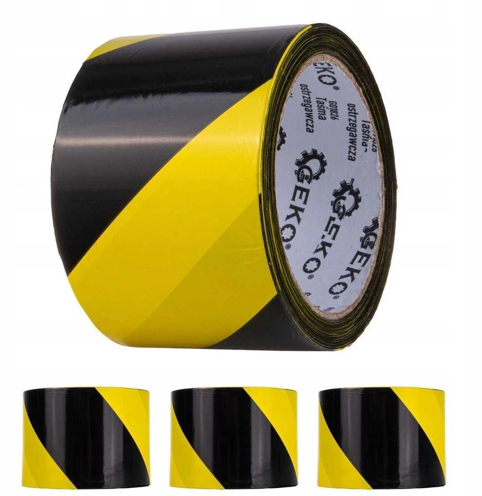 Geko Įspėjamoji juosta geltona-juoda 100m x 70mm (80)