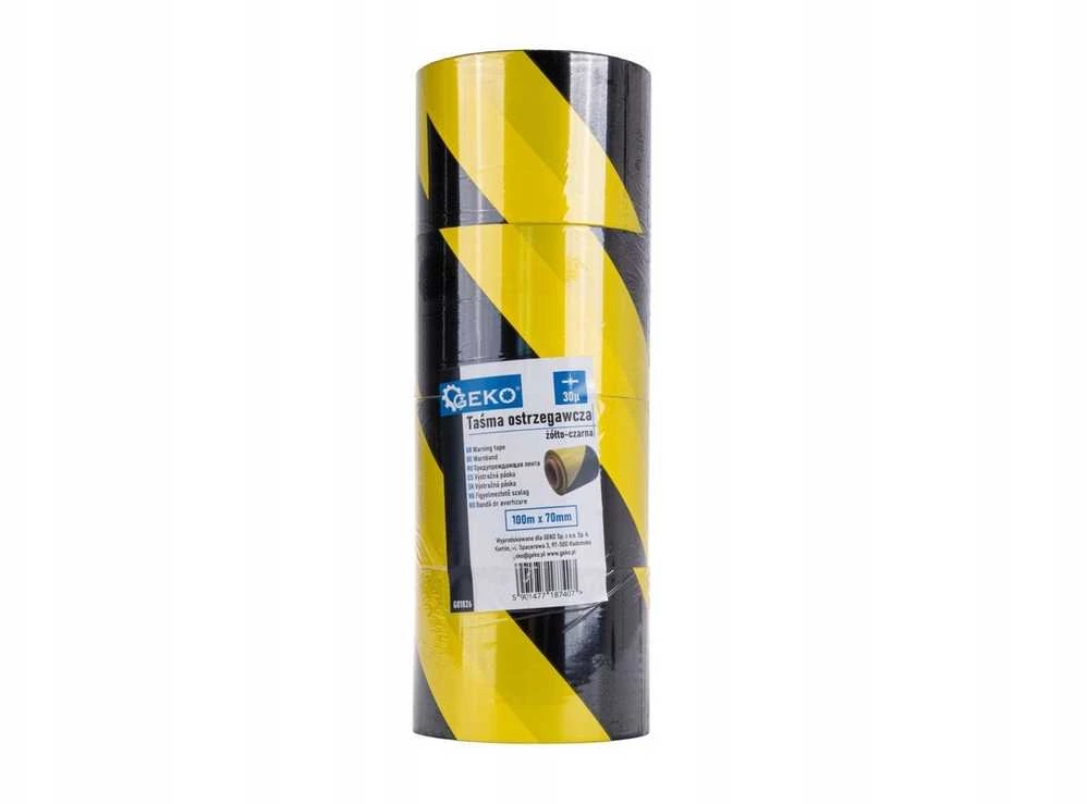 Geko Įspėjamoji juosta geltona-juoda 100m x 70mm (80)