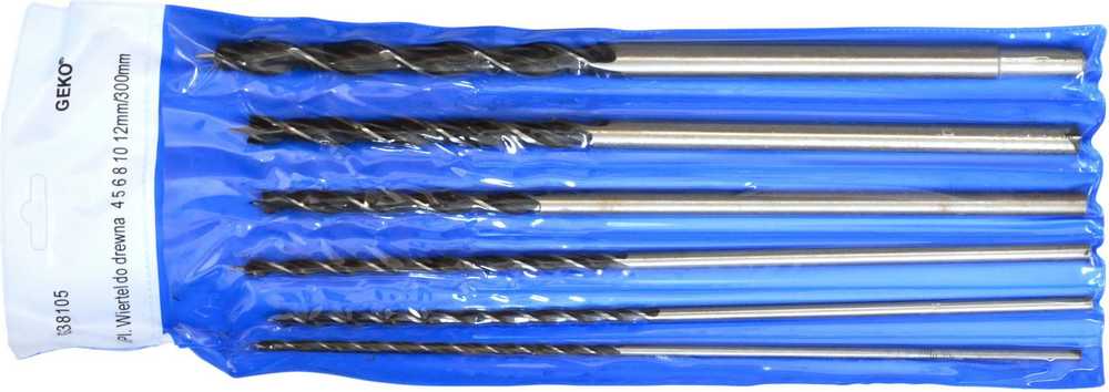 „Geko“ grąžtas, 6 medienos grąžtų rinkinys, 4–12 mm / 300 mm (20 vnt.)