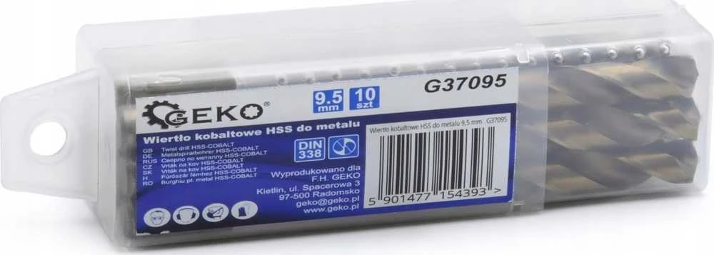 Geko grąžtas HSS kobalto grąžtas metalui 9,5 mm (10/210)