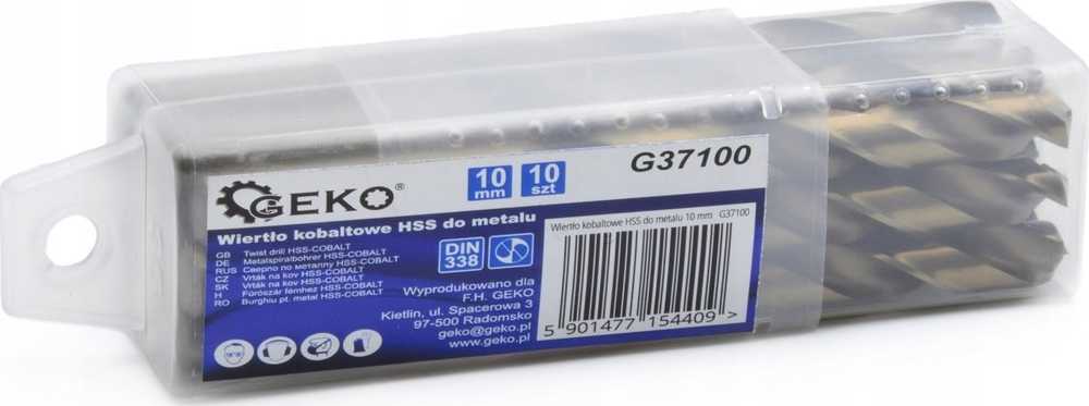 Geko grąžtas HSS kobalto grąžtas metalui 10 mm (10/210)