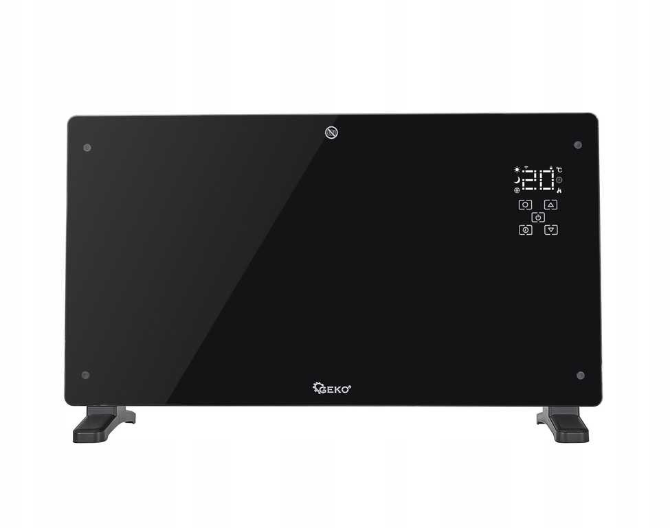Šildytuvas Geko Šildytuvas konwektorowy stiklinis juoda su LCD, pultu sterowania i WiFi 2500W (1)