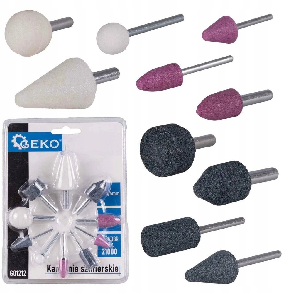 Geko Šlifavimo akmenys 3mm/6mm 10 vnt. (20/80)