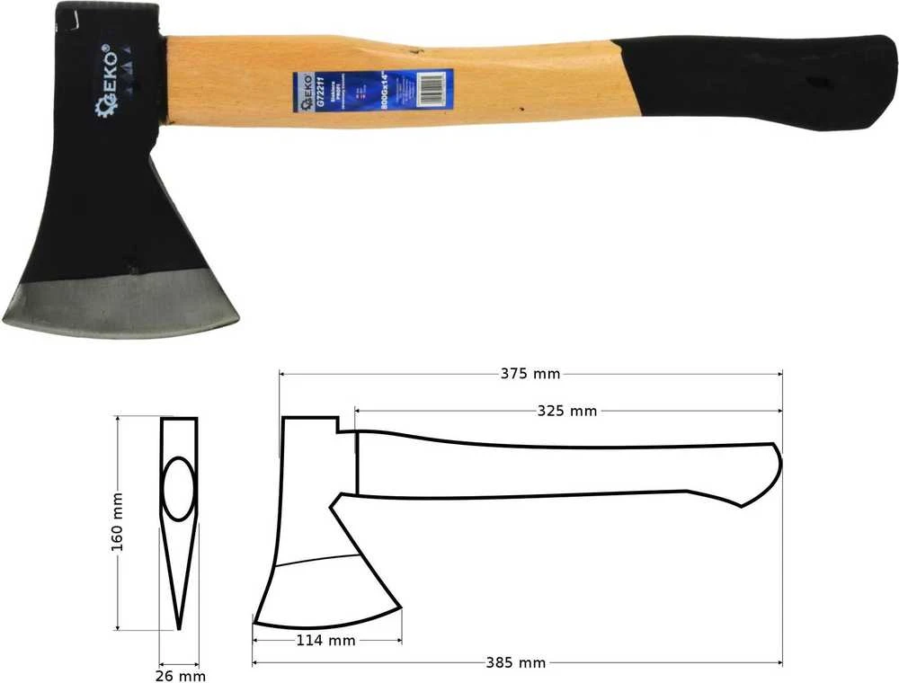 Kirvis medine rankena 800g GEKO G72211