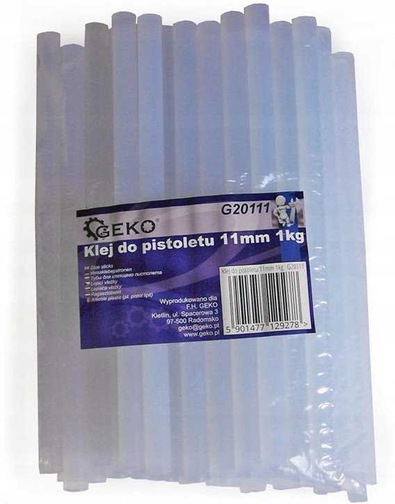 Wkłady klejowe Geko 11 mm x 200 mm skaidrus 57 vnt. 1kg G20111