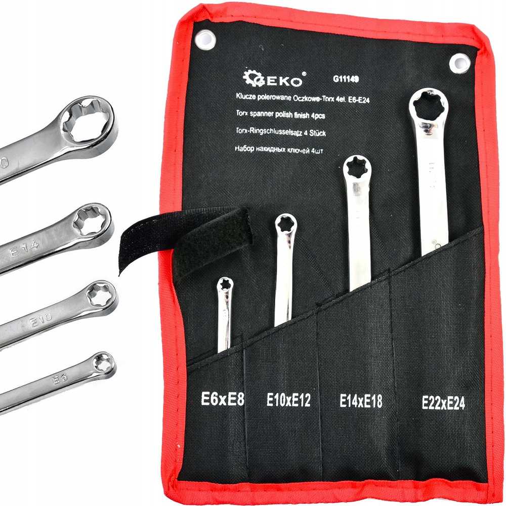 Geko Poliruoti veržliarakčiai Oczkowe-Torx 4 vnt. E6-E24 (40)