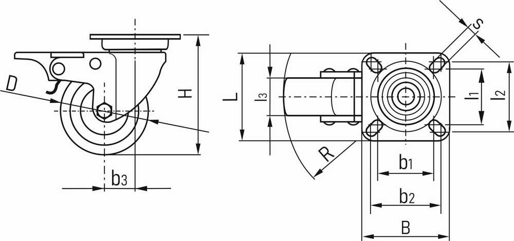 Geko Koło obrotowe su hamulcem 125mm PP (25)