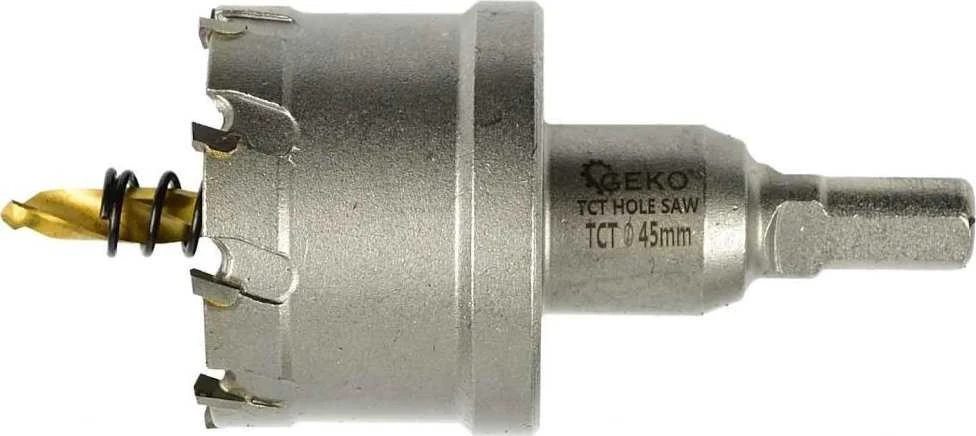 Grąžtas Geko karbido skylių pjūklų metalui rinkinys su titano grąžtu, 6 vnt., 22–65 mm (12)
