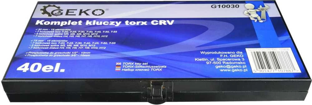 „Geko CRV Torx“ raktų rinkinys, 40 dalių, metalinėje dėžutėje (10)