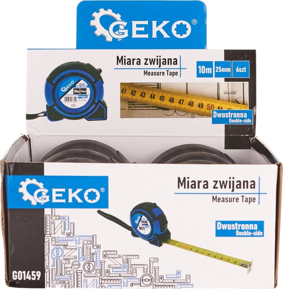 Geko Matavimo juosta suvyniojama 10x25mm Dvipusė Double-side (6/60)