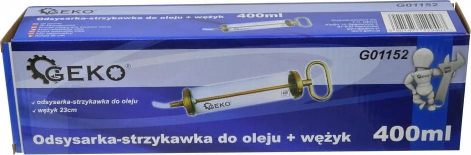 Geko ODSYSARKA-STRZYKAWKA DO OLEJU 400ML + WĘŻYK (20) G01152 GEKO