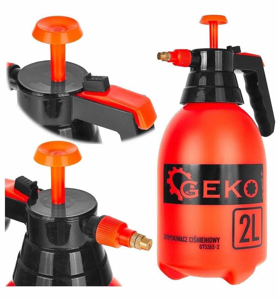 Geko Purkštuvas 2L G73265-2, 2L, polietilenas, oranžinis, rankinis siurblys, su nuolatinio purškimo užraktu
