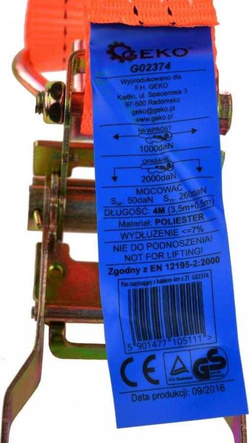 Geko PAS TRANSPORTOWY Z GRZECHOTKĄ 4M/2T/35MM (25) G02374 GEKO