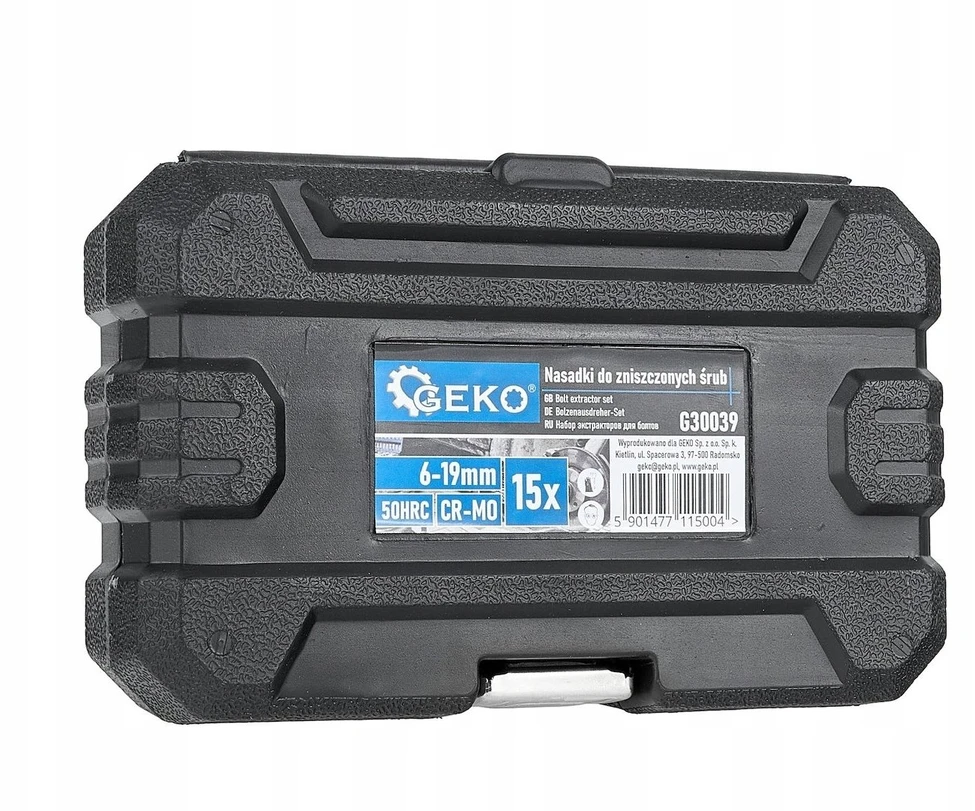 „Geko“ pažeistų varžtų galvučių rinkinys, 6–19 mm, 15 dalių (50)