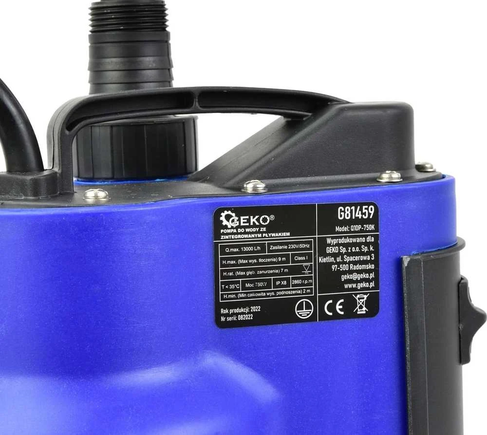 Geko Plastikinis nešvaraus vandens siurblys 750 W su įmontuotu plūduru (4)