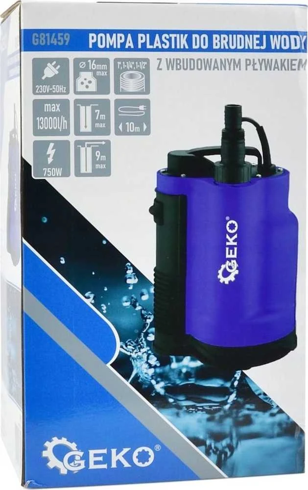 Geko Plastikinis nešvaraus vandens siurblys 750 W su įmontuotu plūduru (4)