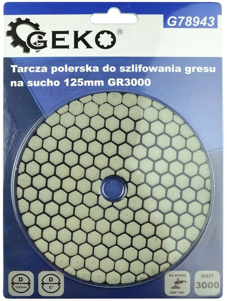 Geko poliravimo diskas sausam akmens masės šlifavimui 125 mm GR3000 (25/250)